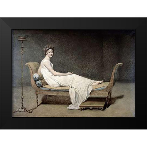Portrait of Mrs. Recamier Black Modern Wood Framed Art Print by David, Jacques-Louis