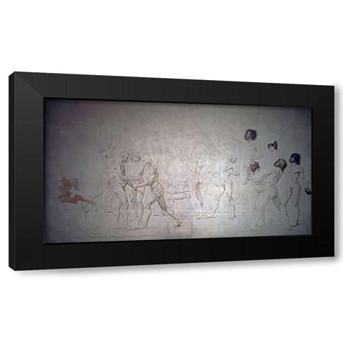 Serment Du Jeu De Paume Black Modern Wood Framed Art Print by David, Jacques-Louis