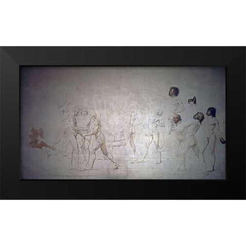 Serment Du Jeu De Paume Black Modern Wood Framed Art Print by David, Jacques-Louis