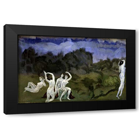 Nudes In a Landscape Black Modern Wood Framed Art Print with Double Matting by Davies, Arthur Bowen