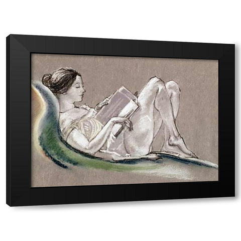 Reclining Woman Black Modern Wood Framed Art Print by Davies, Arthur Bowen
