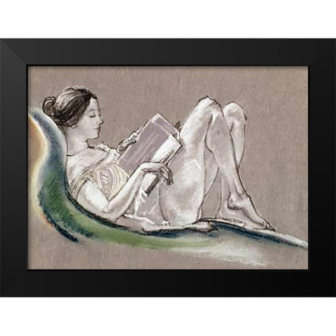 Reclining Woman Black Modern Wood Framed Art Print by Davies, Arthur Bowen