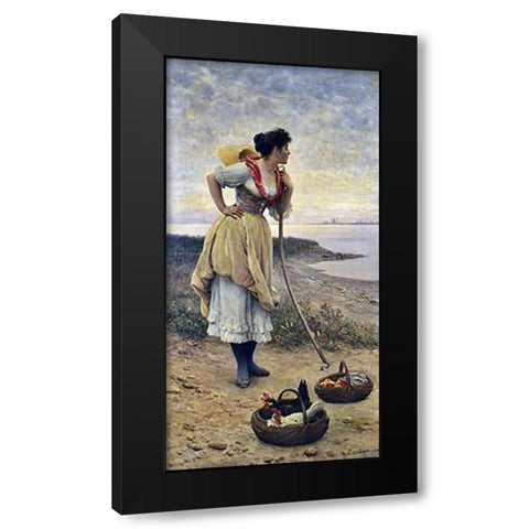 Daydreaming Black Modern Wood Framed Art Print with Double Matting by De Blaas, Eugene