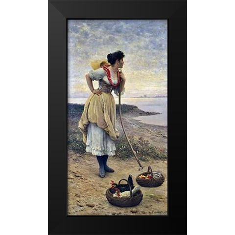 Daydreaming Black Modern Wood Framed Art Print by De Blaas, Eugene