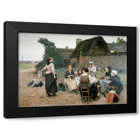 Peasant Women Chatting;Normandy Black Modern Wood Framed Art Print by De Broczik, Wencelas