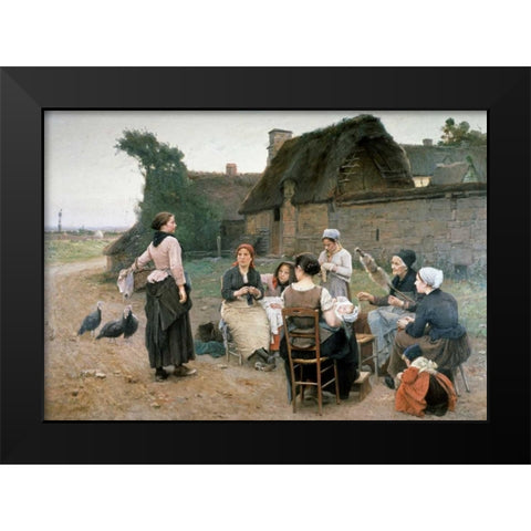 Peasant Women Chatting;Normandy Black Modern Wood Framed Art Print by De Broczik, Wencelas