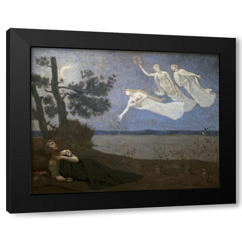 Dream - Le Reve Black Modern Wood Framed Art Print with Double Matting by de Chavannes, Pierre Puvis