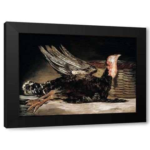 Dead Turkey Black Modern Wood Framed Art Print with Double Matting by Goya, Francisco De