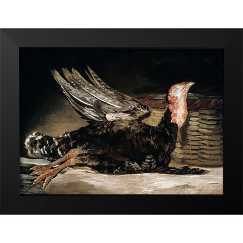 Dead Turkey Black Modern Wood Framed Art Print by Goya, Francisco De