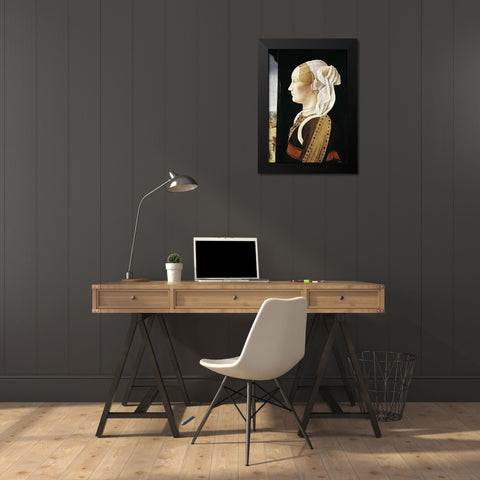 Ginevra Bentivoglio Black Modern Wood Framed Art Print by Roberti, Ercole de