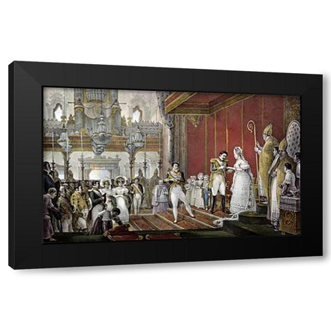 Marriage of Emperor Pedro I To Princess Amelie De Leuchtenberg Black Modern Wood Framed Art Print by Debret, Jean Baptiste