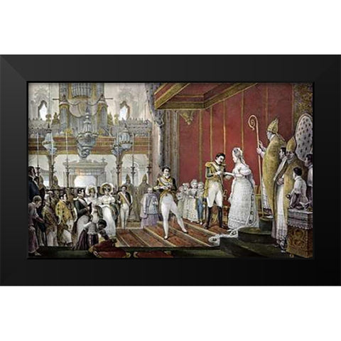 Marriage of Emperor Pedro I To Princess Amelie De Leuchtenberg Black Modern Wood Framed Art Print by Debret, Jean Baptiste