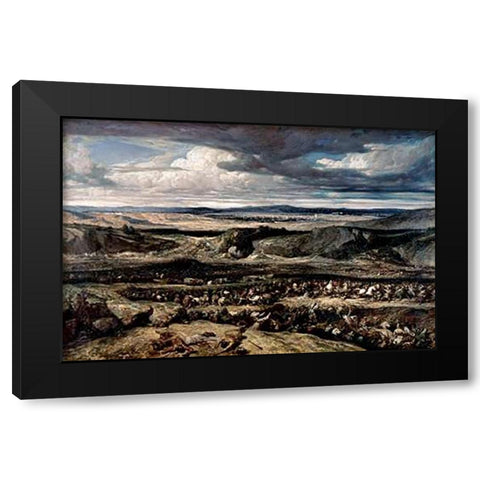 Defeat of The Cimbris Black Modern Wood Framed Art Print by Decamps, Alexandre Gabriel