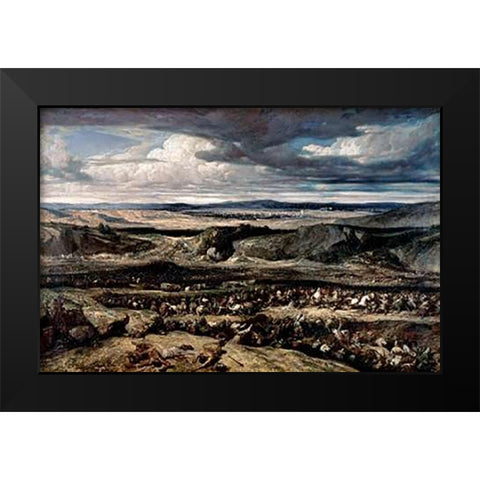 Defeat of The Cimbris Black Modern Wood Framed Art Print by Decamps, Alexandre Gabriel