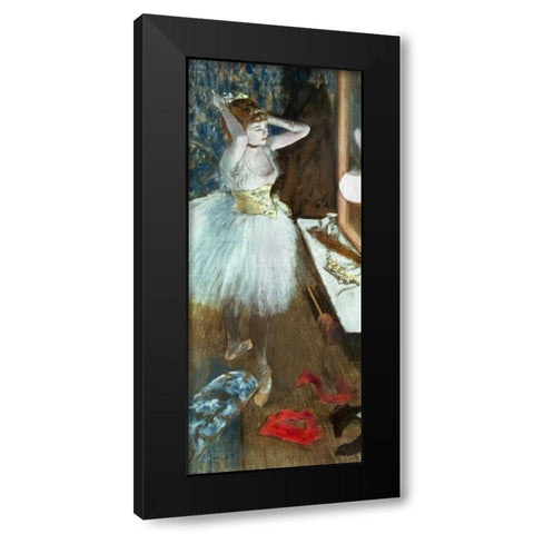 Dancer In Her Dressing Room Black Modern Wood Framed Art Print with Double Matting by Degas, Edgar