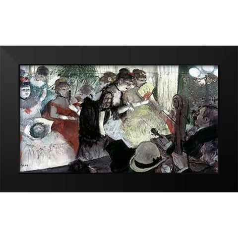 Orchestra Pit Black Modern Wood Framed Art Print by Degas, Edgar