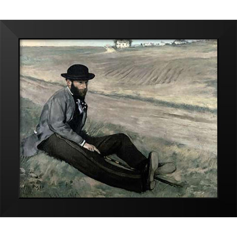 Portrait of Eugene Manet Black Modern Wood Framed Art Print by Degas, Edgar