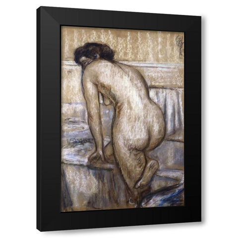 The Bath Black Modern Wood Framed Art Print with Double Matting by Degas, Edgar