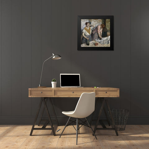 The Ironers Black Modern Wood Framed Art Print by Degas, Edgar