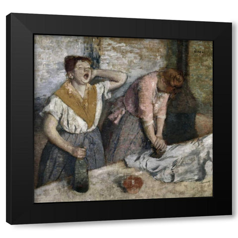 The Ironers Black Modern Wood Framed Art Print with Double Matting by Degas, Edgar