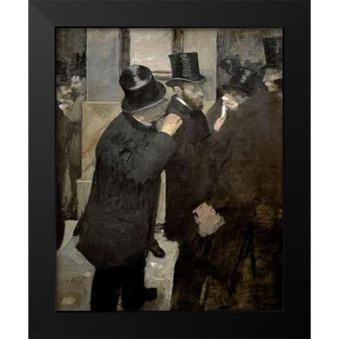 The Stock Exchange Black Modern Wood Framed Art Print by Degas, Edgar