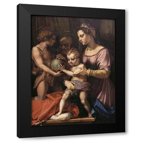 Holy Family Black Modern Wood Framed Art Print by Del Sarto, Andrea