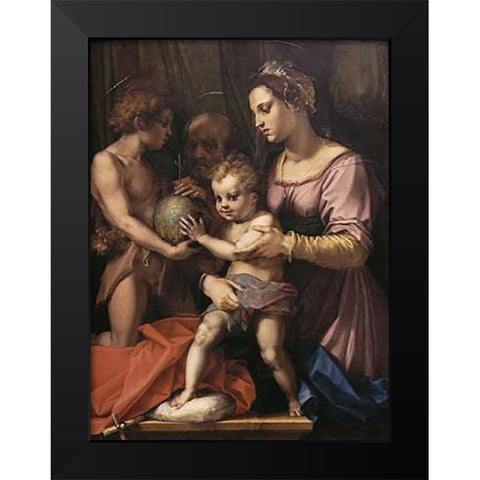 Holy Family Black Modern Wood Framed Art Print by Del Sarto, Andrea