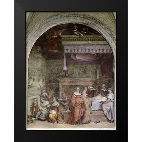 Nativity of Mary Black Modern Wood Framed Art Print by Del Sarto, Andrea