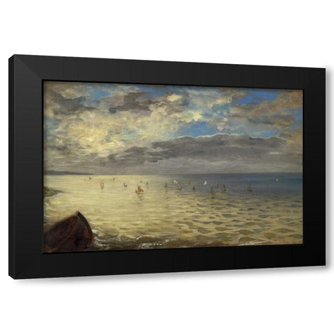 The Dieppe Sea Black Modern Wood Framed Art Print with Double Matting by Delacroix, Eugene