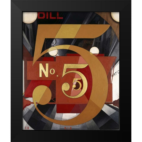The Figure 5 In Gold Black Modern Wood Framed Art Print by Demuth, Charles