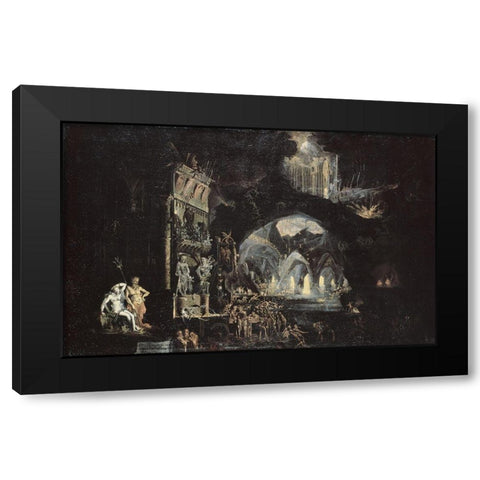 Underworlds Les Enfers Black Modern Wood Framed Art Print with Double Matting by Desiderio, Monsu