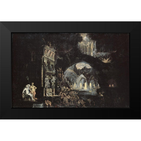 Underworlds Les Enfers Black Modern Wood Framed Art Print by Desiderio, Monsu