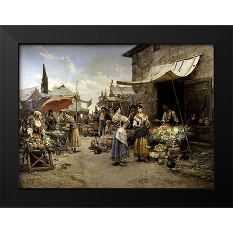Marketplace Black Modern Wood Framed Art Print by Detti, Cesare Agostino