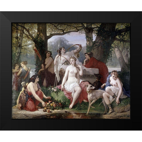 Dianas Bath Black Modern Wood Framed Art Print by Devedeux, Louis