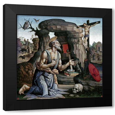 Saint Jerome Black Modern Wood Framed Art Print by Di Giovanni, Bartolomeo