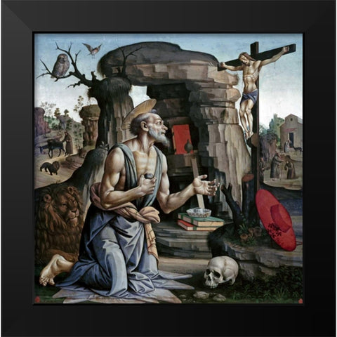 Saint Jerome Black Modern Wood Framed Art Print by Di Giovanni, Bartolomeo