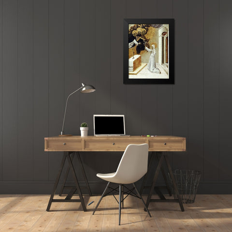St. Catherine Invested With The Dominican Scapula Black Modern Wood Framed Art Print by Di Paolo, Giovanni
