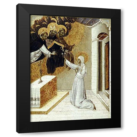 St. Catherine Invested With The Dominican Scapula Black Modern Wood Framed Art Print by Di Paolo, Giovanni
