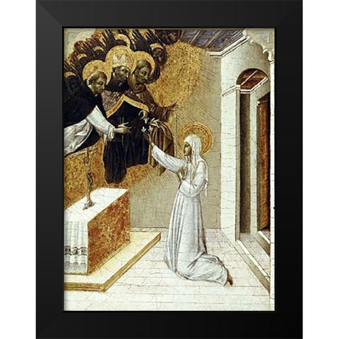 St. Catherine Invested With The Dominican Scapula Black Modern Wood Framed Art Print by Di Paolo, Giovanni