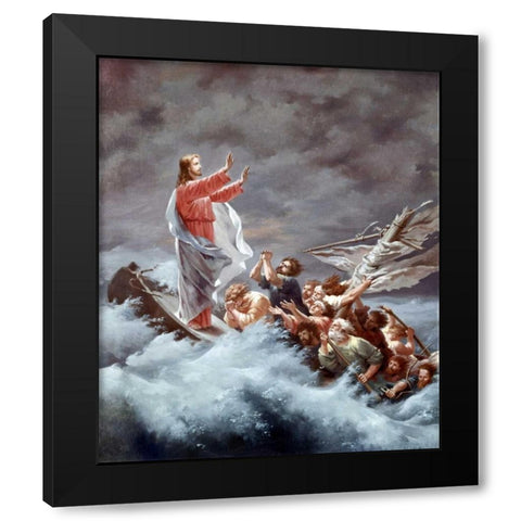 Christ Stilling The Tempest Black Modern Wood Framed Art Print with Double Matting by Dietrich, Christian W.E.