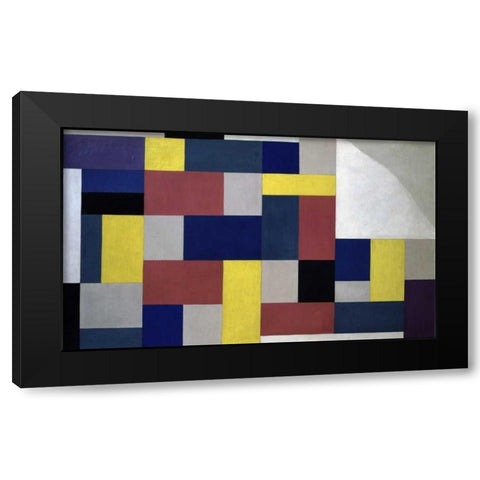 Composition Black Modern Wood Framed Art Print with Double Matting by Van Doesburg, Theo