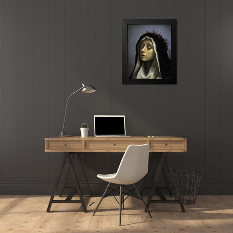 Saint Catherine of Siena Black Modern Wood Framed Art Print by Dolci, Carlo