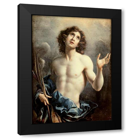Saint Sebastian Black Modern Wood Framed Art Print with Double Matting by Dolci, Carlo