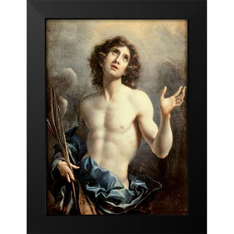 Saint Sebastian Black Modern Wood Framed Art Print by Dolci, Carlo