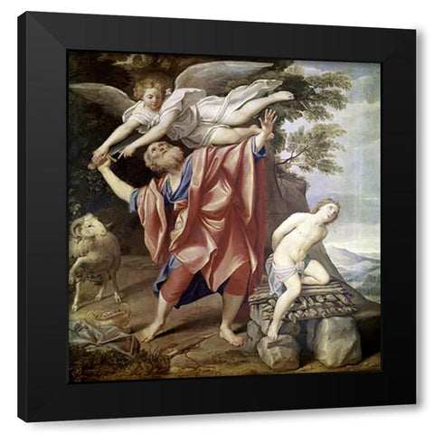 Abraham Sacrificing Isaac Black Modern Wood Framed Art Print with Double Matting by Domenichino