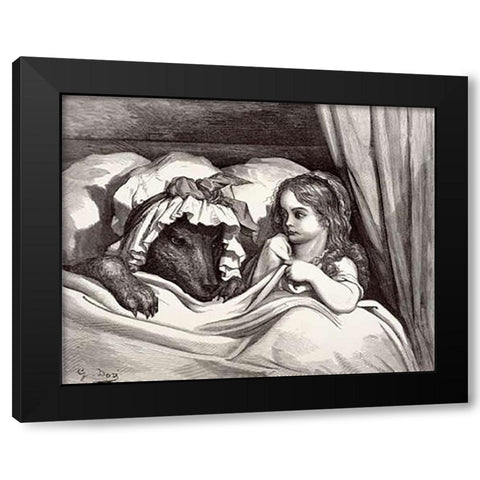 Little Red Riding Hood Black Modern Wood Framed Art Print by Dore, Gustave