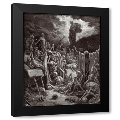 The Visions of Ezekiel The Vision of the Valley of the Dry Bones Black Modern Wood Framed Art Print with Double Matting by Dore, Gustave