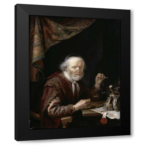 Le Peseur DOr Black Modern Wood Framed Art Print with Double Matting by Dou, Gerrit