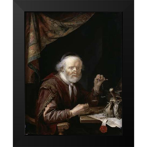 Le Peseur DOr Black Modern Wood Framed Art Print by Dou, Gerrit