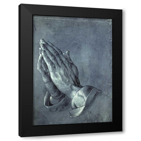 Praying Hands Black Modern Wood Framed Art Print with Double Matting by Durer, Albrecht
